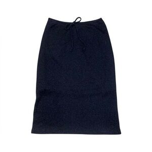 Y2K Rave black knit midi skirt with elastic waist band and slits on side